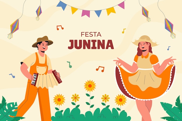 Vetor grátis plano de fundo para celebrações de festas juninas brasileiras