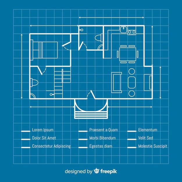 Vetor grátis planta de um plano de desenho de casa