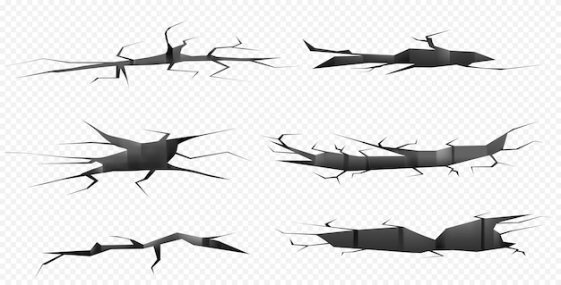 Vetor grátis rachaduras no solo e rachaduras em perspectiva de furos