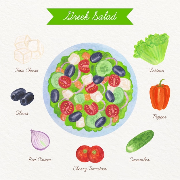 Receita de salada saudável ilustrada