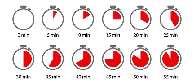 Vetor grátis relógio isolado relógio stopwatch ícones de conjunto tempo de cozimento da etiqueta ilustração vetorial