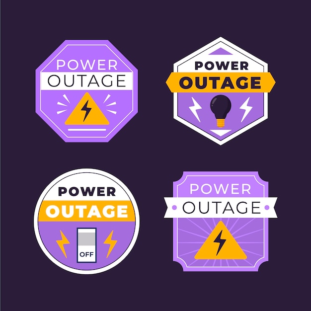 Vetor grátis rótulos de falta de energia de design plano desenhado à mão