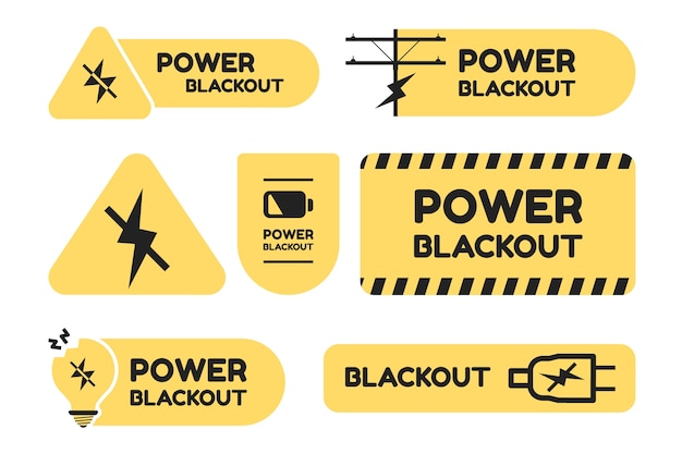 Rótulos de queda de energia de design plano