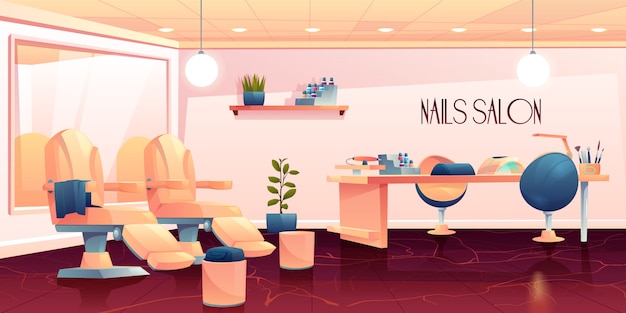 Vetor grátis salão de manicure, pedicure unhas cuidados procedimentos