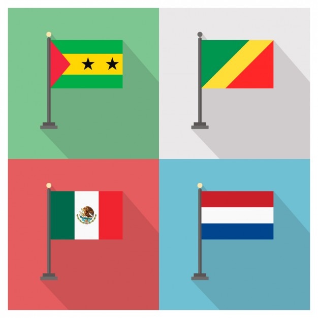 Vetor grátis são tomé e príncipe república do congo flags méxico e holanda