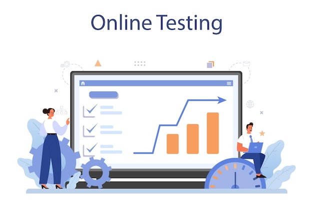 Vetor grátis serviço ou plataforma online de benchmarking ideia de desenvolvimento e melhoria de negócios comparar com concorrentes testes online ilustração vetorial plana isolada