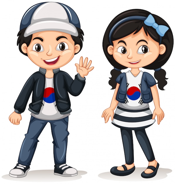 Sul-coreano menino e menina