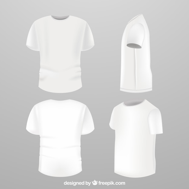 Vetor grátis t-shirt masculina em diferentes pontos de vista com estilo realista