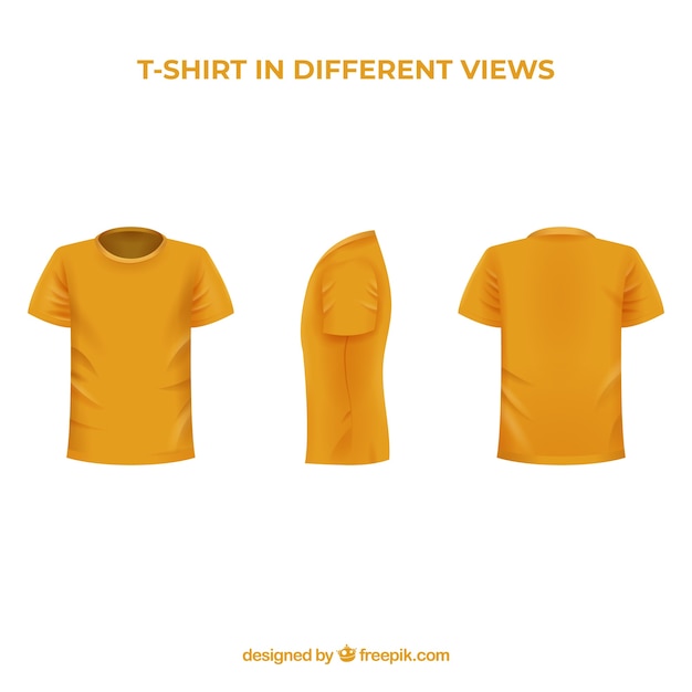 Vetor grátis t-shirt masculina em diferentes pontos de vista com estilo realista