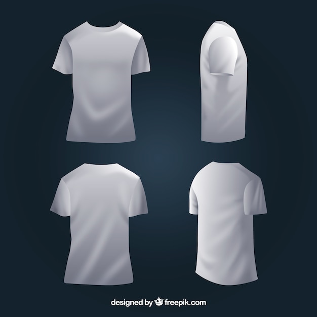 Vetor grátis t-shirt masculina em diferentes pontos de vista com estilo realista