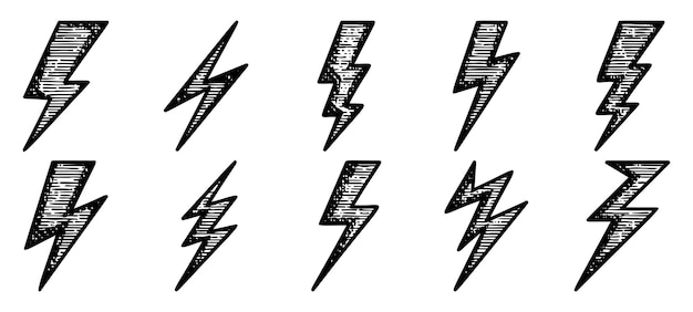 Tempestade de eletricidade de doodle desenhado à mão