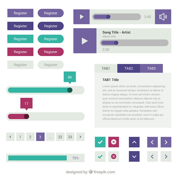 Vetor grátis variedade de elementos da web no design plano