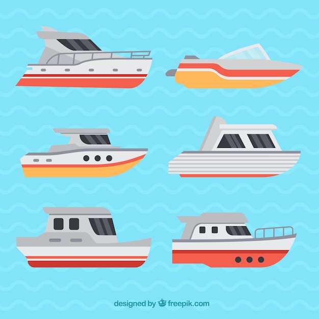 Vetor grátis vários barcos decorativos em design plano