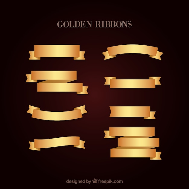 Vetor grátis vector ouro ribbons set