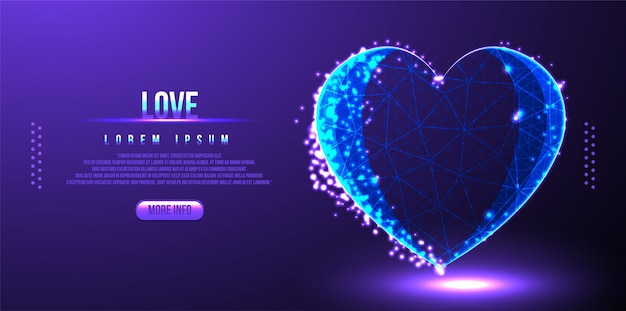 Wireframe low poly amor dia dos namorados