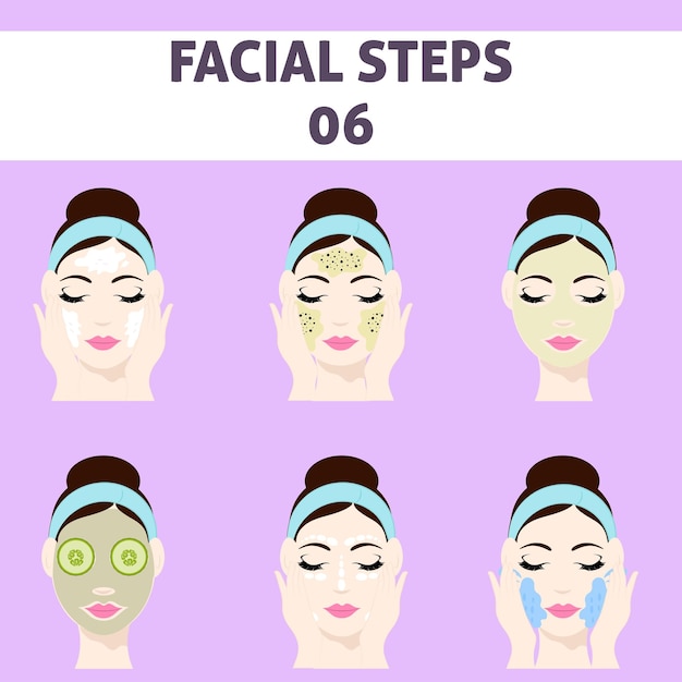 06 Personagem Feminina Facial Easy Step Contra Fundo Rosa