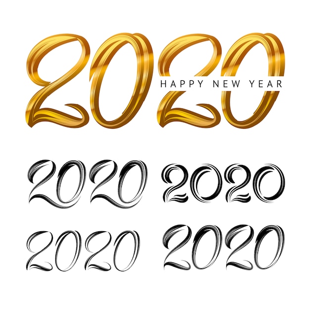 2020 ano novo em estilo de luxo dourado