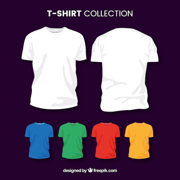 Vetor 2d coleção de camisetas em cores diferentes