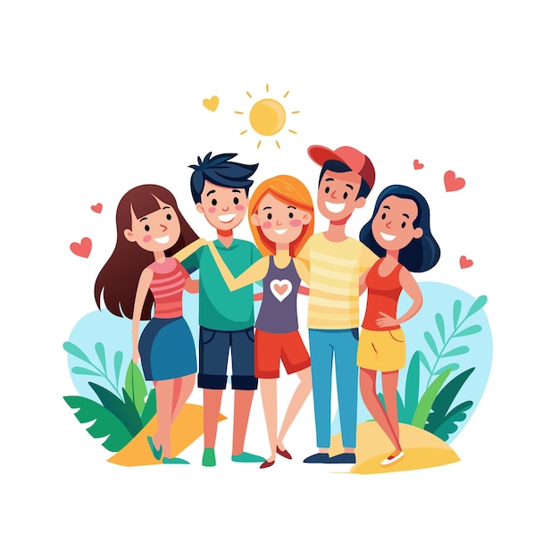 Vetor amigos especiais amor e momento emocional conceito de ilustração vector para o dia da amizade