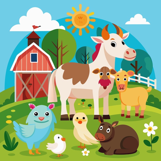 Vetor animais de fazenda color vector clip ilustração design