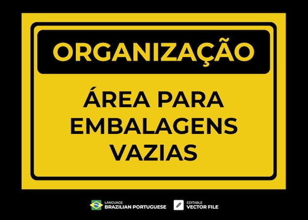 Área de organização do quadro para embalagens vazias