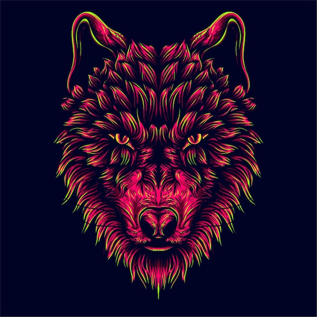 arte desenhada à mão de lobo vermelho