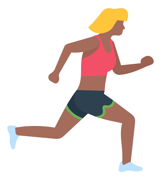 Atleta correndo sprint. Mulher em sportswear trainng para maratona. Ilustração vetorial