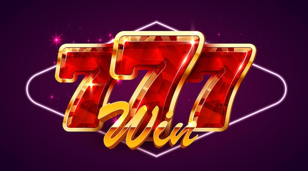 Vetor banner de grande vitória 777. assine com letras douradas. casino online. ilustração vetorial