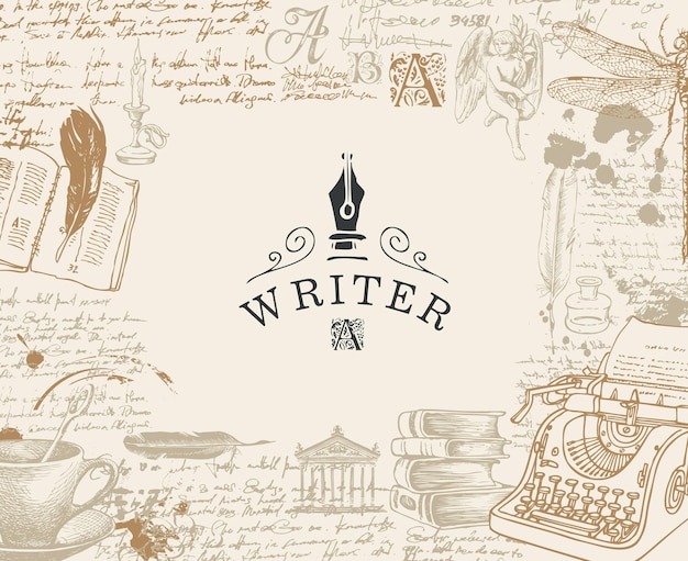 Vetor banner em um tema de escritores