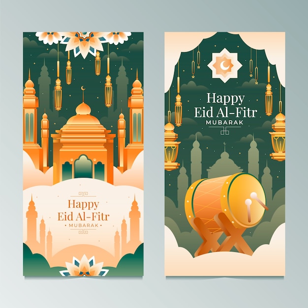 Banners Eid al-fitr em estilo gradiente