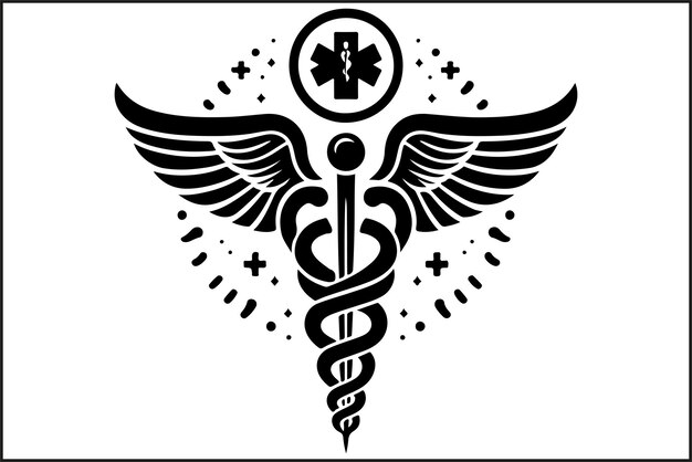 Vetor black caduceus e asclepius vector de saúde caduceu e asclepio símbolo de saúde negra