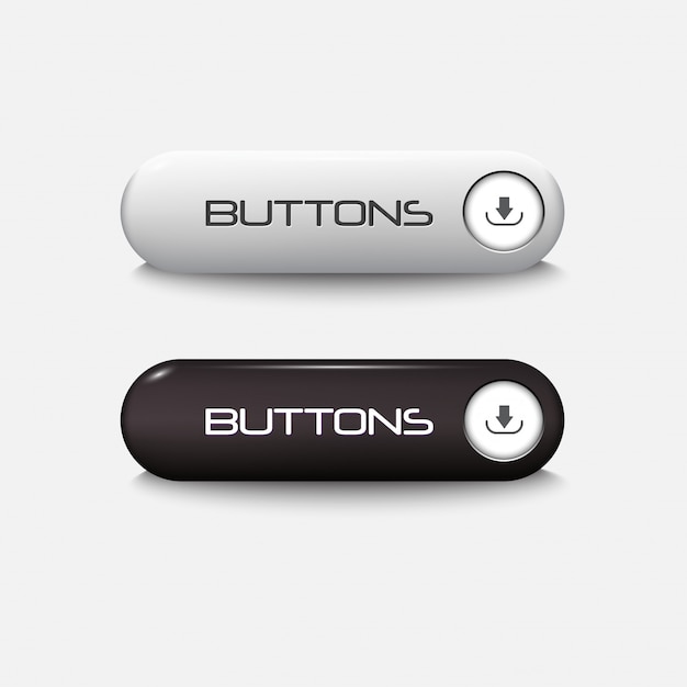 Vetor botões brilhantes para web preto e branco