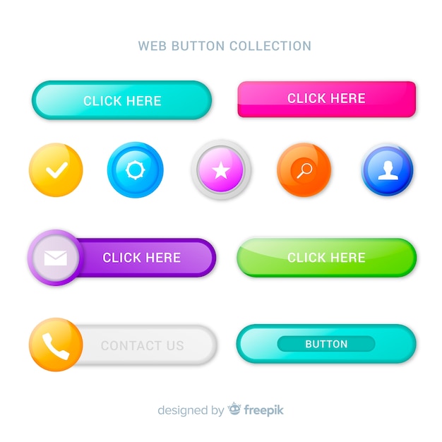 Vetor botões da web criativa em estilo gradiente