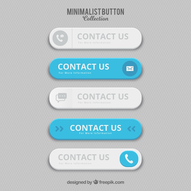 Vetor botões de contacto minimalistas