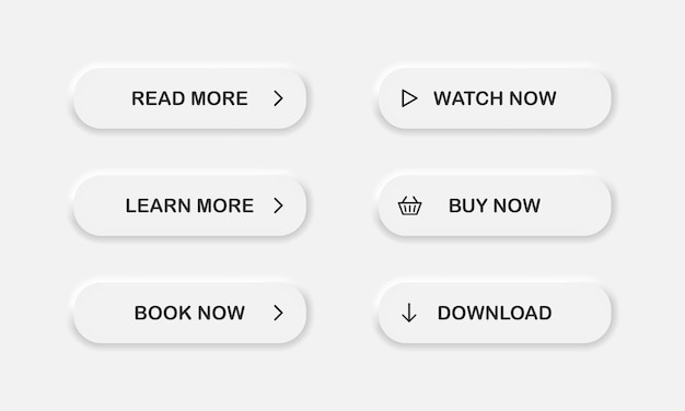 Botões de estilo de material de neumorfismo moderno definidos em cores escuras Leia saiba mais assista e compre agora botão para aplicativos web e móveis Vetor EPS 10
