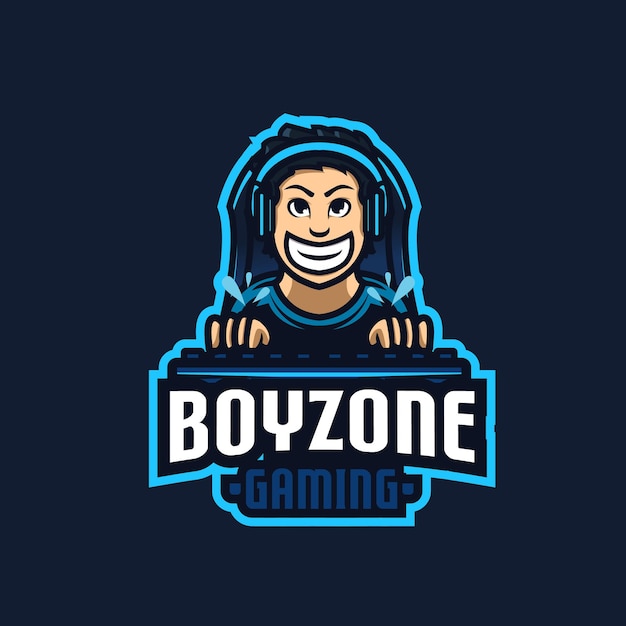 Vetor boy zone gaming mascote amp logotipo do esport