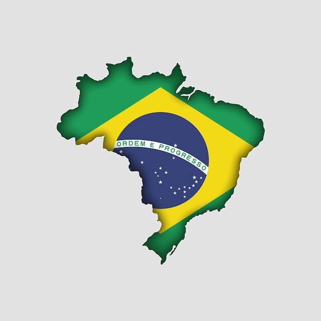 Vetor brasil mapa com bandeira no corpo