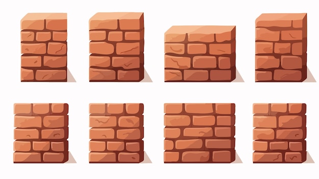 Vetor bricks de desenho animado coloridos em fundo branco ilustração vetorial