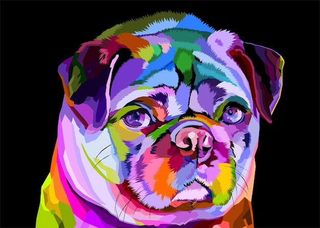 Buldogue inglês colorido em animais poligonais geométricos de estilo pop art