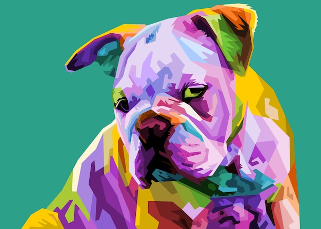 Bulldog inglês colorido no estilo pop art.