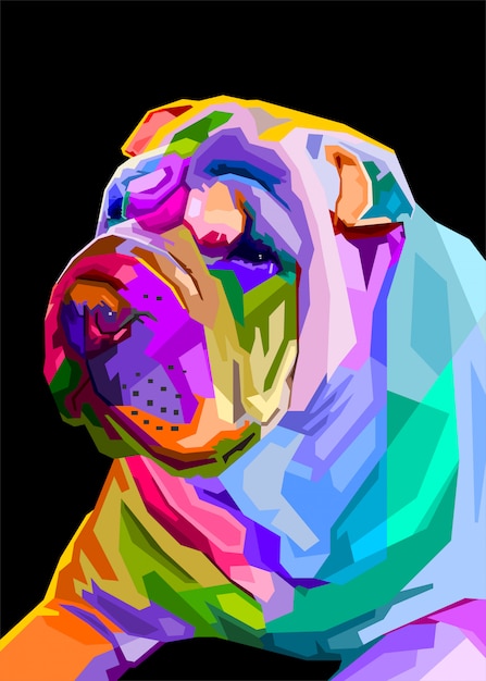 cão shar pei colorido no estilo pop art. ilustração vetorial