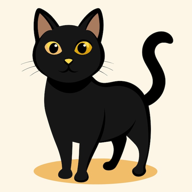 Vetor caracter de desenho animado de gato preto de halloween