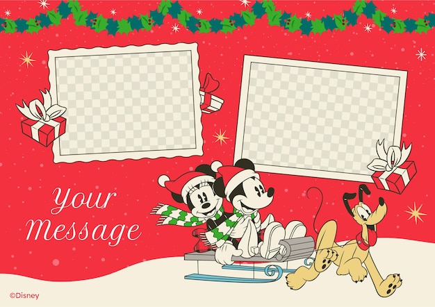 Vetor cartão de natal com a foto do mickey mouse