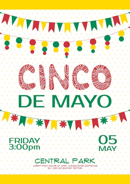 Cartaz de convite de cinco de maio evento de festa mexicana