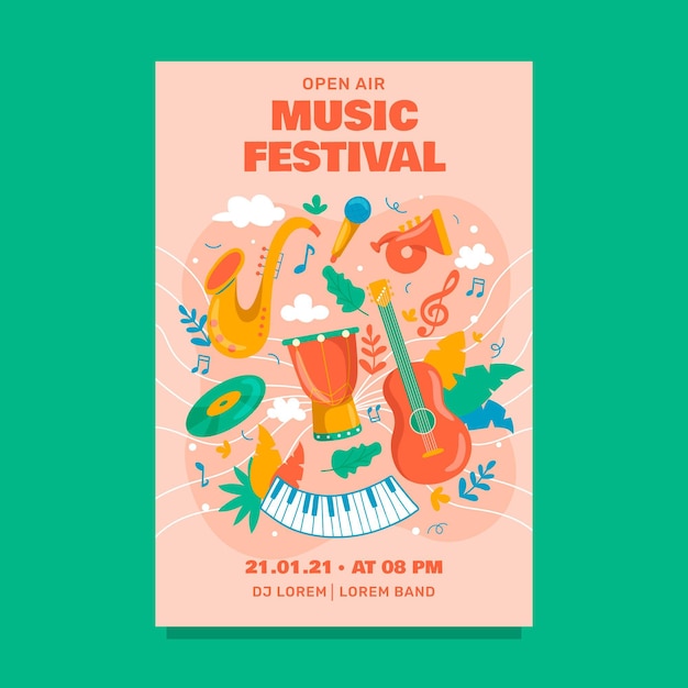 Vetor cartaz do festival de música ao ar livre