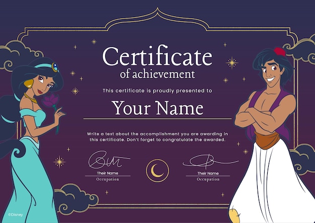 Certificado de Aladdin Jasmine