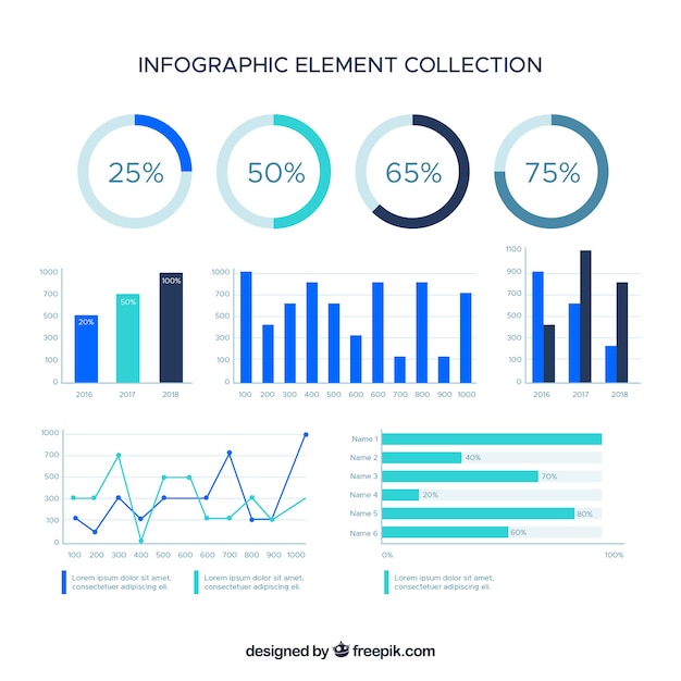 Coleção colorida de elementos infográficos em estilo plano