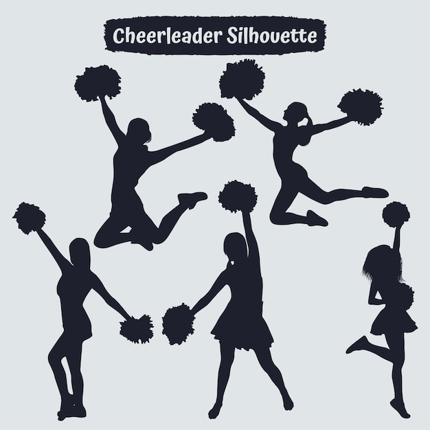 Coleção de Cheerleader Silhouette em diferentes posições