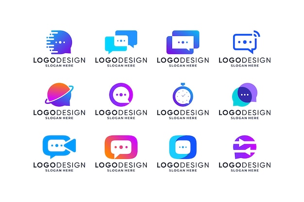 Vetor coleção de design de logotipo de comunicação de chat moderno