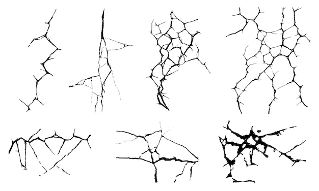 Coleção de diferentes paredes rachadas abstratas